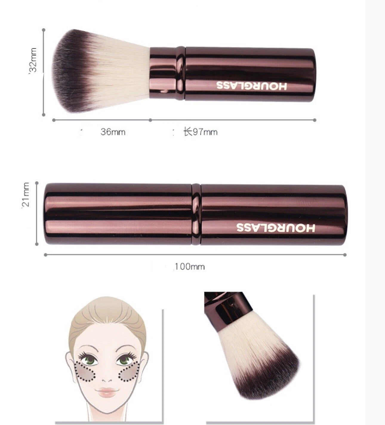 Hourglass Geri Çekilebilir Pudra Fırçası - Taşınabilir Kabuki